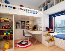 兒童房高低床設(shè)計，為孩子創(chuàng)造一個安樂窩，很實用