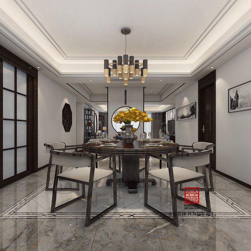 御河上院200平米裝修-新中式風格-餐廳