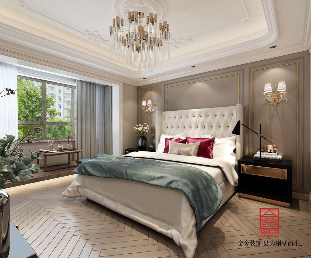 榮盛華府318平米裝修-美式風格-臥室