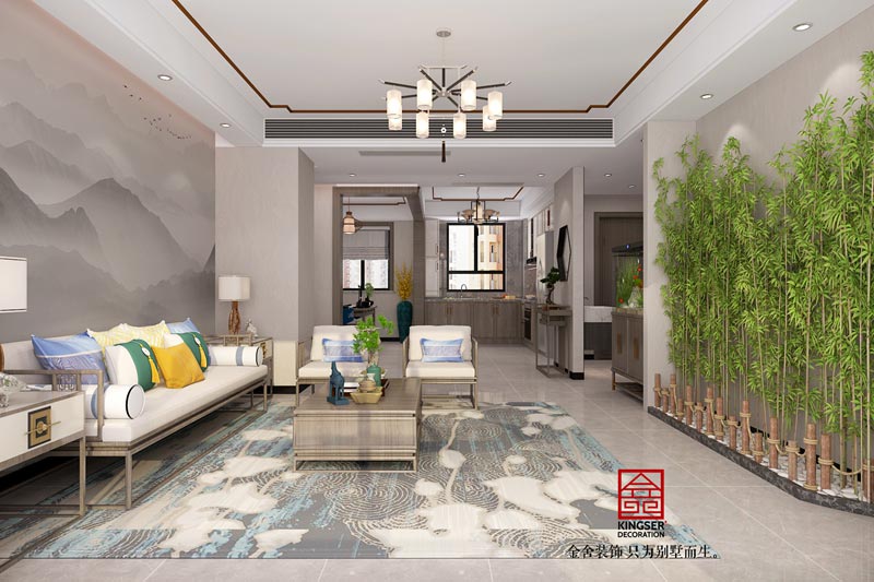 麗景藍灣現代中式裝修效果圖-客廳