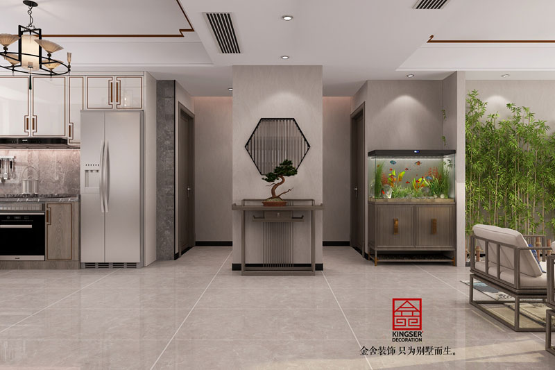 麗景藍灣現代中式裝修效果圖-玄關