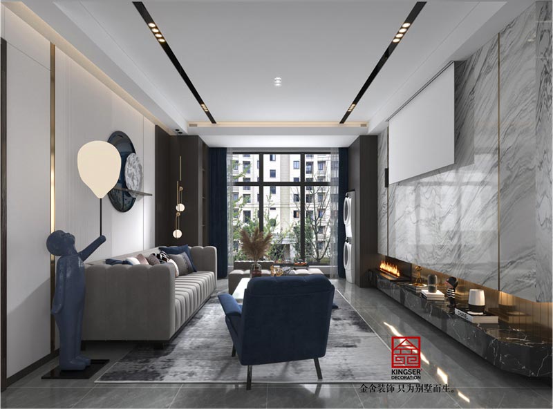 融創(chuàng)中心127平米現(xiàn)代輕奢風格裝修設計