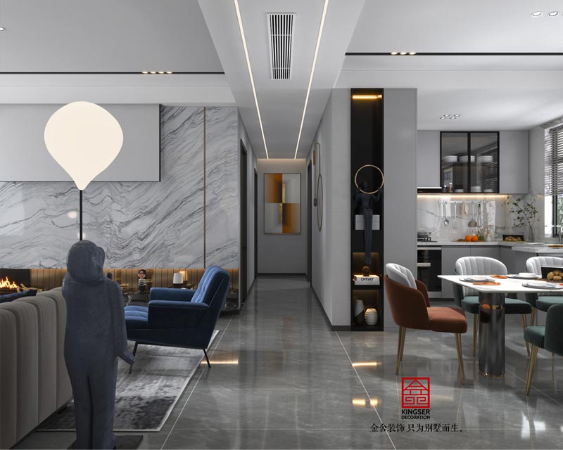 融創(chuàng)中心127平米現(xiàn)代輕奢風格裝修設計