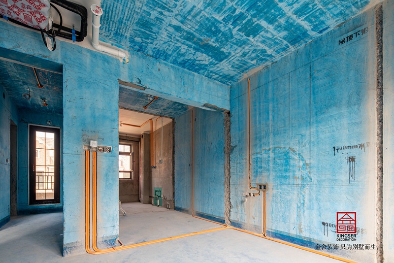 西山林語別墅裝修水電階段施工現場