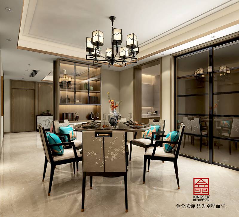 明靖莊園新中式風(fēng)格餐廳裝修設(shè)計(jì)