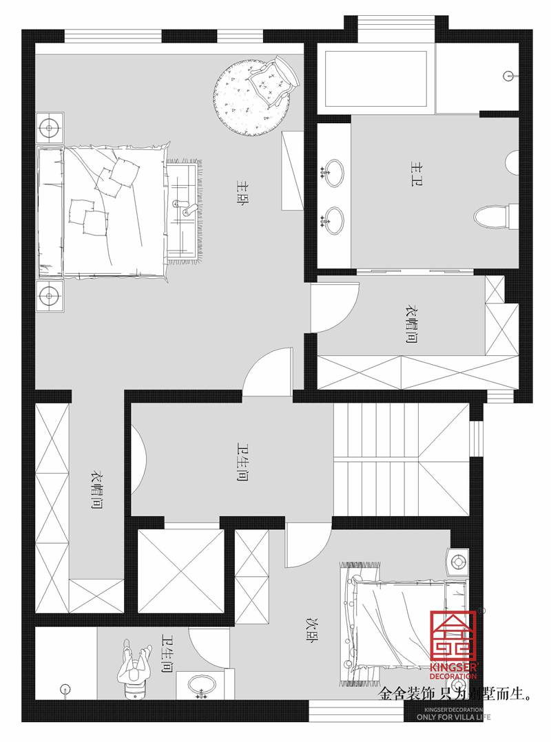 融科瀚棠360㎡聯排別墅戶型三層平面布置圖