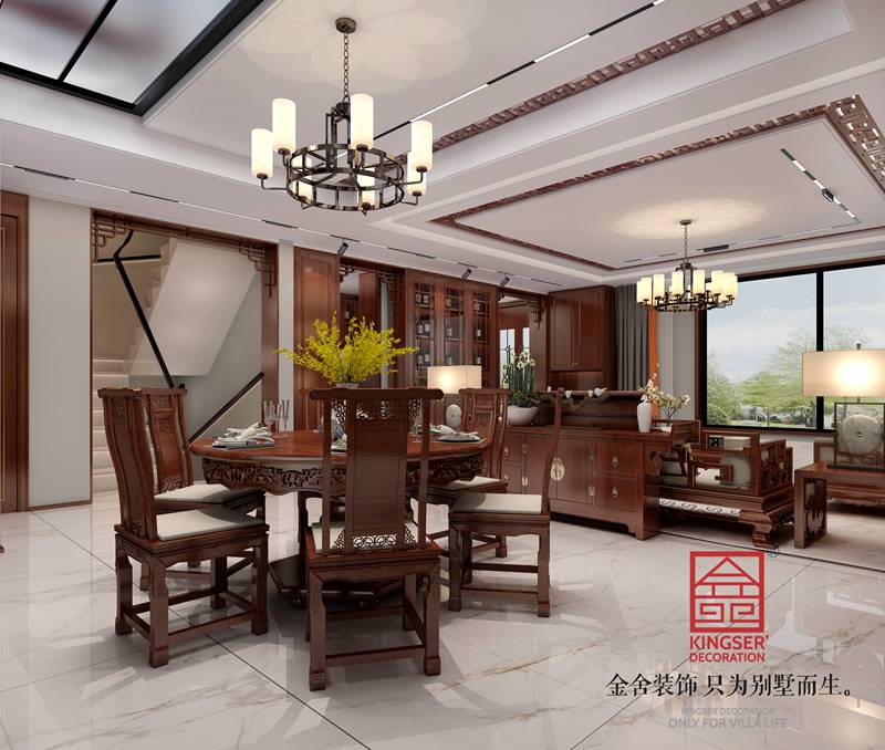 正定開元府中式風格餐廳裝修效果圖