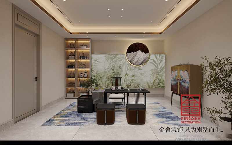 衡水漢王府別墅裝修520平現代法奢風格效果圖